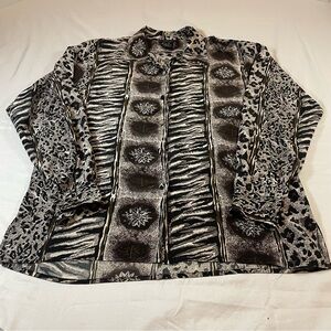 FU DA 100% Silk Animal Print Blouse